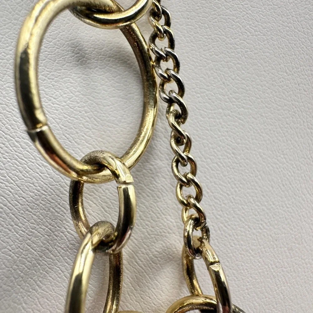 Vintage‎ 90s Jewelry Multi Layer Circle Link Statement Necklace Gold Tone Chain